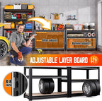 Set of 4 Garage Shelving,3 Tier Garage Storage Shelves,Adjustable Heavy Duty Metal Shelving Units and Storage Large Rack,Utility Steel Shelf For Shop Warehouse Industrial Pantry Basement 33"x35"x16"