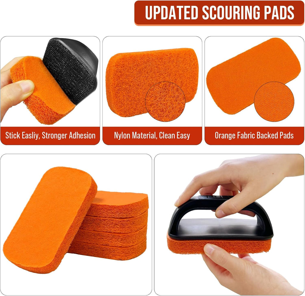 6-Piece Griddle Cleaning Kit for Blackstone, Flat Top Grill Cleaning Kit Non-Scratch Scouring Pads for Kitchen - 5 Scrubber Pads and 1 Handle