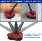 Scrub Brush with Mop Base — Aftermarket Replacement for 2‑Tank Spin Mop Systems, Triangle Scrub Head with Nylon Bristles for Hard Floor Cleaning — 1‑Pack