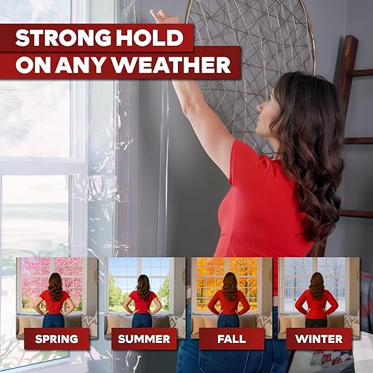 XFasten Window Sealing Tape for Winter 3” x 30 Yards RV Window Stripping for Winter | Heavy-Duty Transparent Weather Sealing Tape for Plastic Window Coverings for Winter, Residue-Free Weather Tape