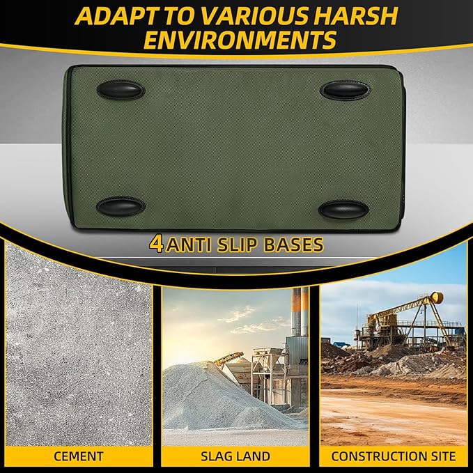 Tool Bag, Portable Tool Box Organizer Adjustable Shoulder Strap, Carry Tool Tote Heavy Duty Tool Storage Bag With Wide Mouth,Tool Bags for Men Mechanic EngineerGift - L, Army Green & Black