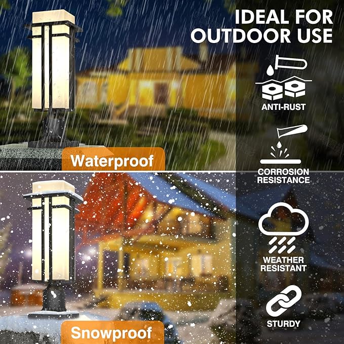 Outdoor Post Light Fixture - Aluminum Lamp Posts Outdoor Lighting, Outdoor Lightpost Lantern with 3-Inch Pier Mount Base Outside Pole Lighting for Porch Garden (22''H, 1 pc)