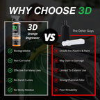3D Orange Degreaser – Citrus-Based Car Cleaner for Oil, Grease, Grime & Adhesives – Water-Based, Non-Corrosive, Eco-Friendly, Interior & Exterior Use - 16 Fl oz
