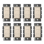 Lutron Caseta Original Smart Dimmer Switch (Lutron Smart Hub Required), for LED Lights, 150 Watt, Single-Pole/3-Way, No Neutral Required, PD-6WCL-LA, Light Almond, 8 Pack