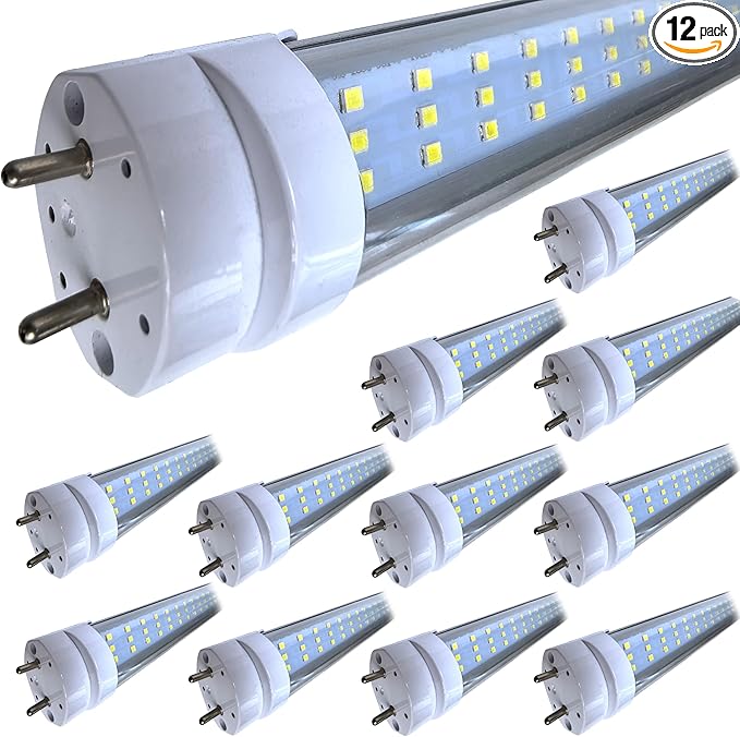 12 Pack, 4FT LED T8 Type A+B Tube Lights, 30W(80W Equivalent), 4000LM, 6000K, Clear Cover, Single or Double End Powered, Ballast Bypass, 4 Foot T10 T12 Fluorescent Bulbs Replacement