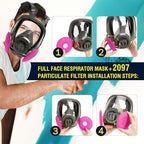 Reusable Half Face and Full Face Gas Mask with Activated Carbon Filter Against Organic Vapor/Dust/Chemical