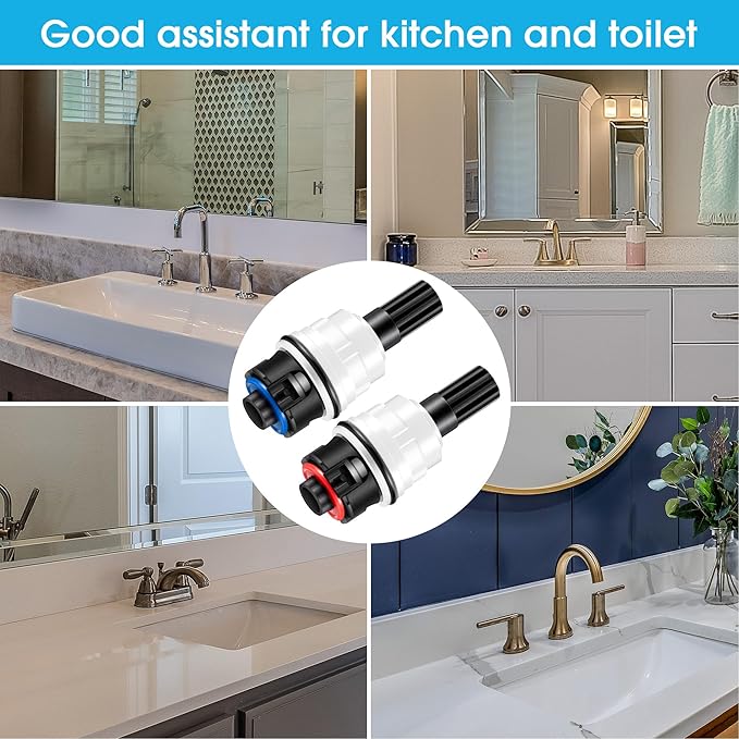 Dreyoo 2 Pack Hot Cold Faucet Cartridge Replacement Compatible with Pfister 9100310/Pfister 9100320, with Waterproof Silicone Grease, Hot Cold Water Handle Faucet Ceramic Cartridge Kit