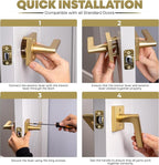 Mega Handles Prime Passage Lever Door Handle for Closet or French Doors, Single Side Door Levers, Fits All Standard Door Sizes, Exposed Screws Included - Satin Brass (1 Pack) 4.29"