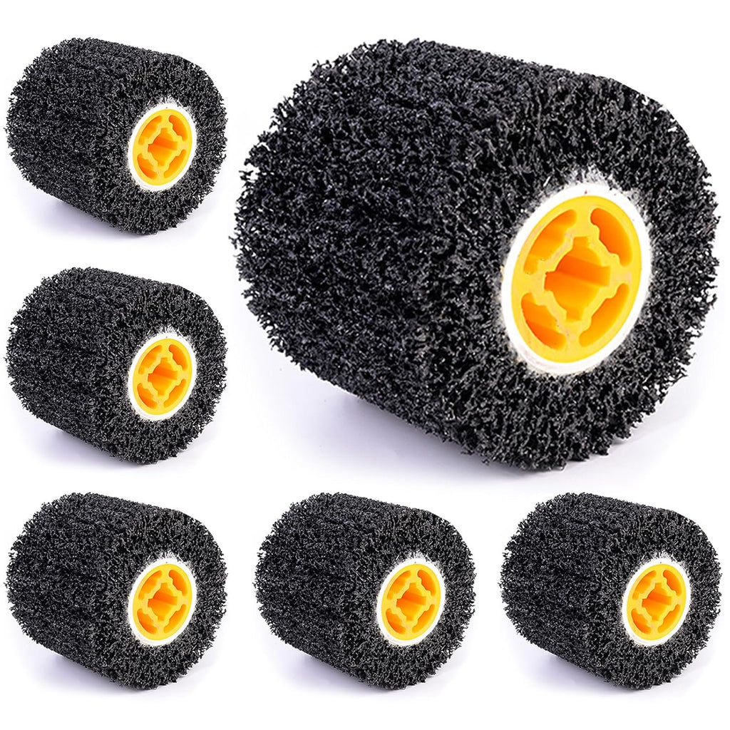 6 Pcs Abrasive Drawing Wheel Surface Conditioning Tool, 4.5" x 4" Wire Wheel Burnishing Tool for Metal Polishing Paint, Rust, Oxidation - 3/4" Quad Keyway for Hand held Polishing Machine(6)