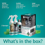 Shieldon Protects Sink Restorer Kit – 3-Step System: Heavy Duty Kitchen Sink Cleaner, Hard Water Stain Remover & Nano Sealer Protector for Granite Composite, Quartz, Porcelain & Ceramic Kitchen Sinks