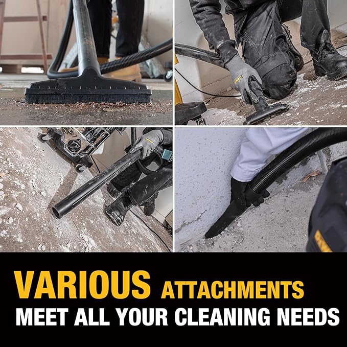 DEWALT 5 Gallon STEALTHSONIC Shop Vacuum Wet and Dry, Powerful Suction & Portable Shop Vac with Attachments, Ultra Quiet Wet Dry Vacuum for Home, Garage, Car, Workshop, Jobsite, DXV05S-QT, 4 Peak HP