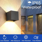 2 Pack LED 20W Outdoor Wall Lights Exterior/Interior 3 Colors Adjustable Wall Sconce Up and Down Light Porch Lights IP65 Waterproof Exterior Wall Sconce Modern Outdoor Lighting Square Aluminum Black