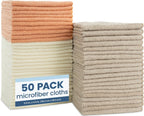 S&T INC. 50 Pack Microfiber Cleaning Cloth, Bulk Towels for Home, Reusable Microfiber Towels for Cars, Cleaning Rags, Neutral Coral, 11.5 Inches x 11.5 Inches, 50 Count