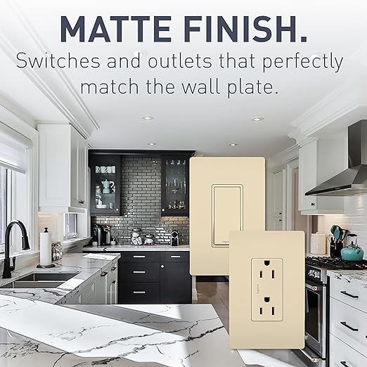 Legrand radiant TM874ICC6 15 Amp Rocker Wall Switch, 4-Way Decorator Light Switches, Ivory (1 Count)