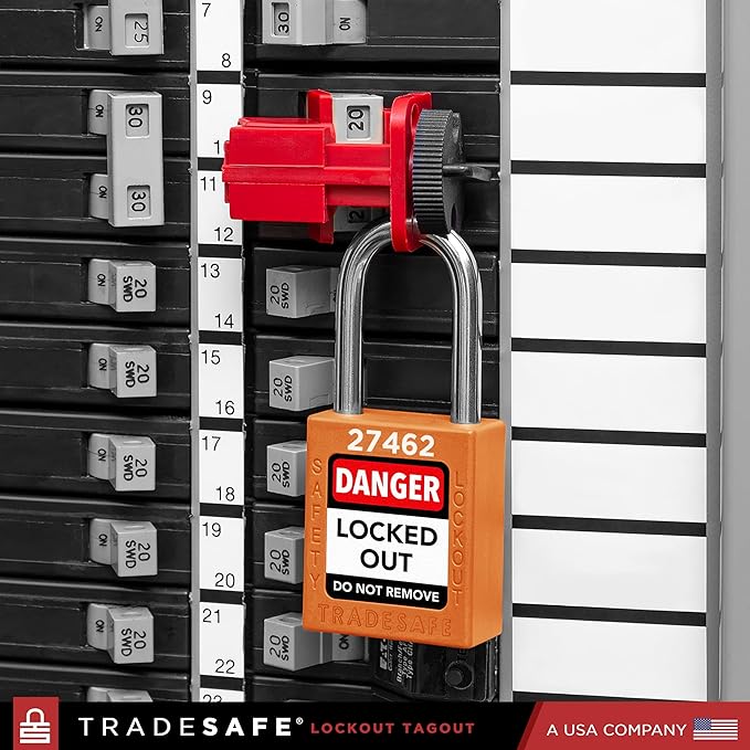 TRADESAFE Lockout Tagout Locks Set - 10 Orange Loto Locks, Lockout Locks Keyed Different, 2 Keys Per Lock, OSHA Compliant Lock Out Tag Out Padlocks, Safety Padlocks for Electrical Lockout Tag Out Kits