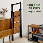 Taranta 4 Step Ladder, Portable Folding Ladder with Wide Pedal, Lightweight Aluminum Step Stool with Convenient Handgrip, 330 lbs Capacity Stepladder for Home, Office - BlackWoodgrain