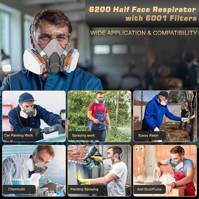 Reusable Half Face and Full Face Gas Mask with Activated Carbon Filter Against Organic Vapor/Dust/Chemical