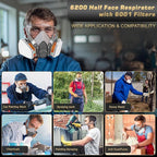 Reusable Half Face and Full Face Gas Mask with Activated Carbon Filter Against Organic Vapor/Dust/Chemical