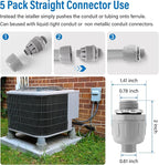 1/2-Inch Electrical Conduit Connector Kit,8-Pack Nonmetallic Plastic Liquid Tight Connector with 5 Straight,3 90 Degree Angle Fittings