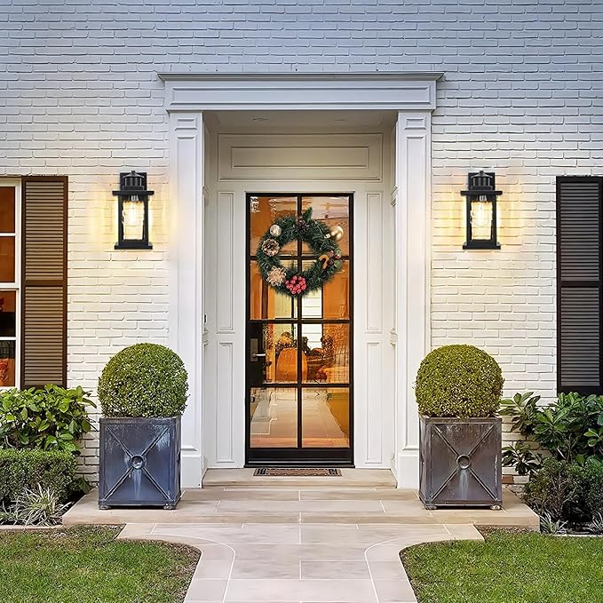 12'' Outdoor Wall Light Fixtures, Exterior Wall Lantern Waterproof, Porch Sconces Lighting with E26 Socket, Modern Matte Black Wall Lamps for House Patio Front Door, 1Pack