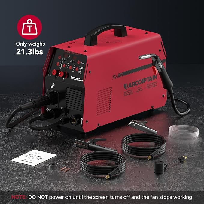 ARCCAPTAIN 6-in-1 Aluminum MIG Welder, 200A Welding Machine 110V/220V, Flux Core MIG/Gas MIG/Lift TIG/Stick Welding/Spool Gun MIG/Spot Multiprocess Welder with Synergy, Ideal for Beginner