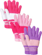 Patelai 3 Pairs Microfiber Plant Dusting Gloves Leaf Cleaning Gloves for Indoor Plants, Blinds, Furniture, House(Medium,White, Pink, Purple, Rose Red)