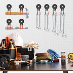 Heavy Duty Storage Magnetic Utility Hooks Large Garage Magnet Hooks with Anti-Slip Coating for Metal Cabinet,Pegboard,Garage Shelve,Garden Tools (4PCS 2.59'' Orange)