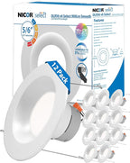 NICOR Lighting Recessed Ceiling Lights LED Downlight - Dimmable 5/6 inch LED Recessed Light Fixtures - Selectable CCT 2700K-5000K, 918 Lumens, 10.3W - DLR56 LED Retrofit Ceiling Light, White, 12-Pk