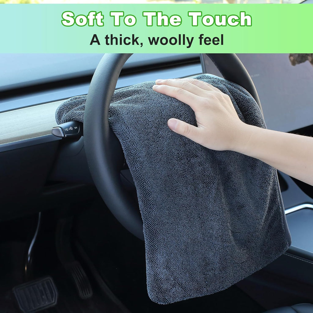 JOYMOOP Microfiber Towels for Cars, 3 Pack 35.4" x 23.6" Car Drying Towel, Dark Gray Reusable Car Towel, Quick Drying Car Microfiber Cleaning Cloth for RVs, SUVs, Trucks