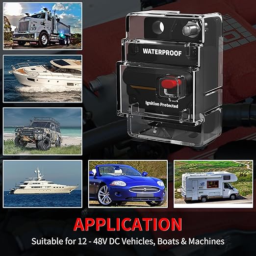 DaierTek 50 Amp Circuit Breaker 2-Pack with Transparent Cover Waterproof Marine Circuit Breaker 12V - 48V Resettable Inline Fuse Switch, 12 Volt 50A Breaker for Boat Trolling Motor Car Automotive