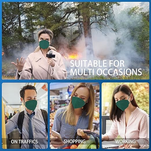 Hotodeal KN95 Face Mask 20 PCS,5 Layers Cup Dust Mask Against PM2.5 from Fire Smoke, Dust, for Men, Women, Essential Workers(Green)