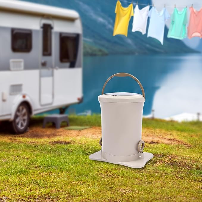 Manual Clothes Dehydrator,Portable Mini Dryer Compact Spin Dryer with Clear Top Cover,12L/3.17gal Freestanding Manual Dehydrator, Manual Clothes Dryer for Camping, Traveling, and Hotel Use (Apricot)