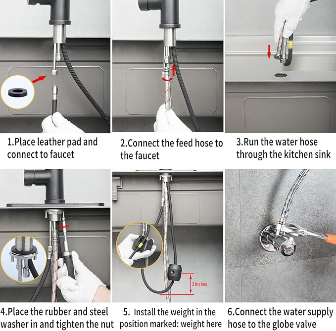 Single Handle Kitchen Faucet with Pull Down Sprayer Modern Stainless Steel Arc Kitchen Faucet Brushed Nickel, Commercial Kitchen Sink Faucet with Deck (Matte Black, with Pull Down Sprayer)
