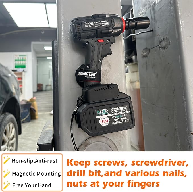 MUTUACTOR Tool Holster Drill Holder,Anti-Slip Magnetic Holders for Power Drills,2Pack Strong Handy Magnet Drill Bit Holder for Cordless Driller Impact Wrench Screws Bits Nails and Magnetic Hardware