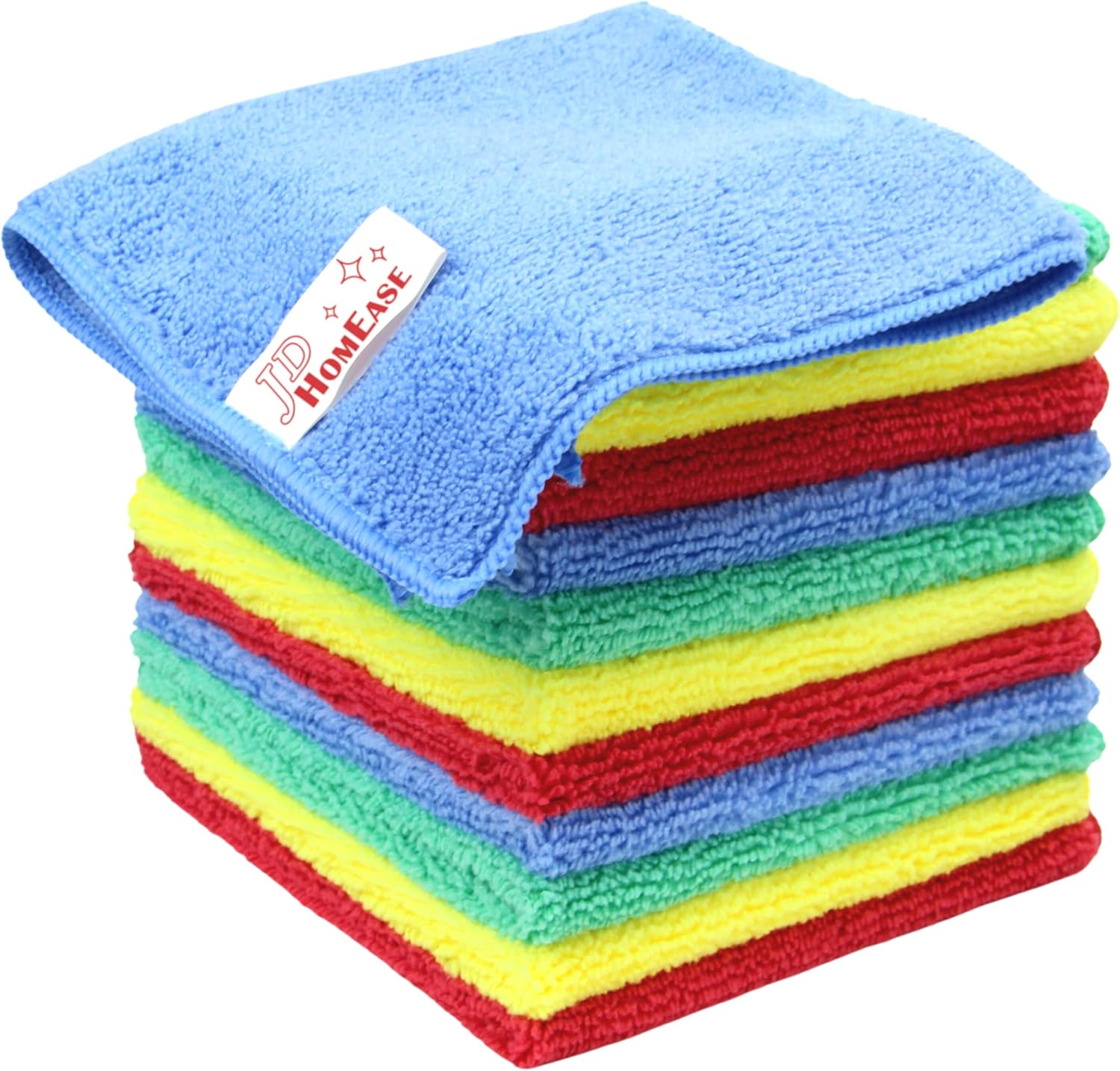 Microfiber Cleaning Cloths,12 Pack, 12"x12", All-Purpose, Softer, Highly Absorbent, Lint-Free, Reusable, Washable Pro Towel 4 Colors for House, Kitchen, Bathroom, Car, Office