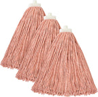 Matthew Cleaning Screw-on Heavy Duty Cotton Wet Mop Replacement Heads(Orange, Medium,3Pack) with 2 Pack Microfiber Cloth for Residential & Commercial Floor Cleaning Use- Fit Standard American Screw