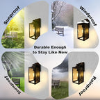 Outdoor Light Fixture, 14IN Matte Black Front Porch Lamps Width Glass Shades, Exterior Waterproof Wall Mount Lantern with E26 Sockets, Outside Lights for House Garage Doorway Patio 2 Pack