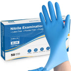 Schneider Nitrile Exam Gloves, XL, Box of 50, Heavy Duty Disposable Gloves, Textured, Latex Free, Food Safe, Industrial Gloves for Medical, Cleaning, Cooking, Blue