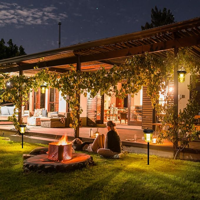 Solar Pathway Lights Outdoor Waterproof, 4 Pack 200 Lumens Super Bright Solar Garden Lights with 2 Lighting Modes, Auto On/Off Outdoor Solar Lights for Yard, Walkway, Lawn, Driveway, Path