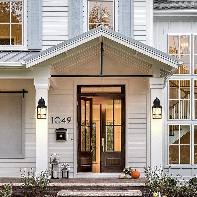 Dusk to Dawn Outdoor Wall Light Fixtures - Sensor Porch Lights, Exterior Wall Sconce, Anti-Rust, Waterproof, Garage & Doorway Lights