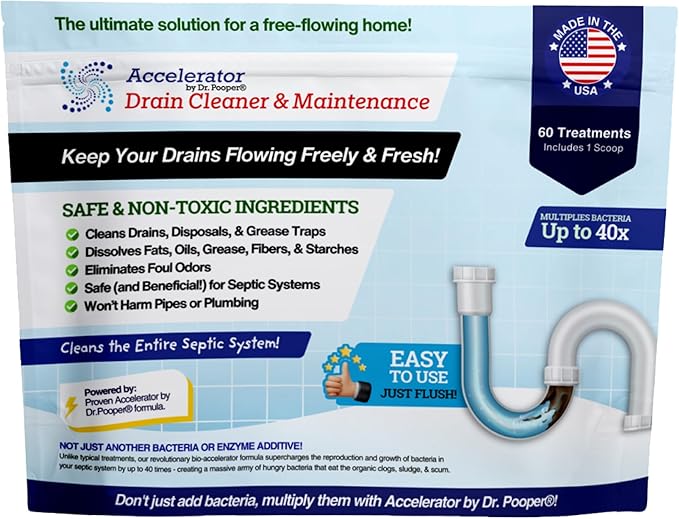 Drain Cleaner & Maintenance - Keeps Drains, Pipes, & Grease Traps Clean and Flowing Smoothly - Eliminates Odors - Non-Toxic & Pesticide-Free - Septic-Friendly - Made in USA