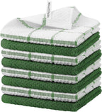 Nialnant 8 Pack Dish Cloths for Washing Dishes, 100% Cotton Reusable Cleaning Rag, Quick Drying Dish Towels for Kitchen,12x12 Inches,Green