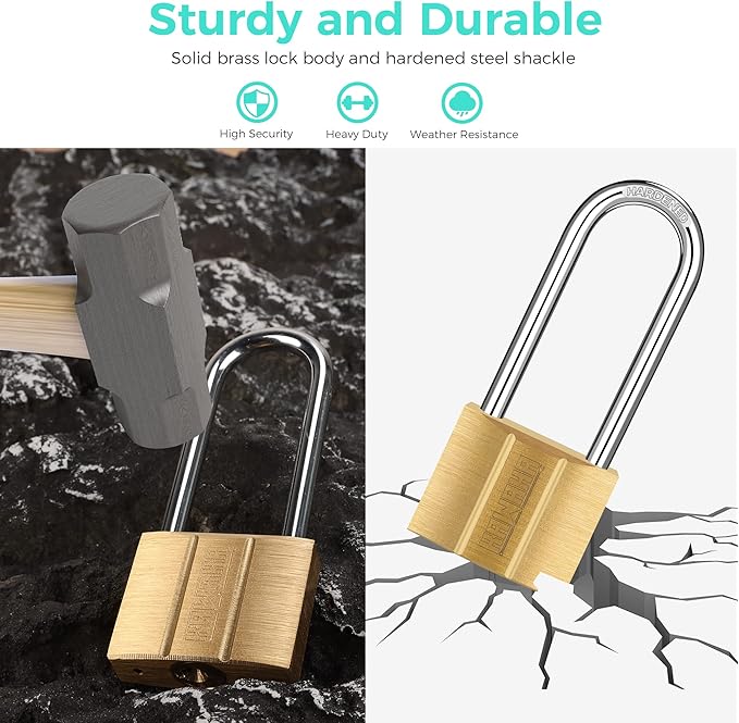 81/40L-4P Long Shackle Keyed Padlock (Keyed Alike, Waterproof, Solid Brass Lock) for Sheds, Storage Unit, School, Gym Locker, Fence, Toolbox, Hasp, Storage - 1-9/16 in. (40 mm L) *4