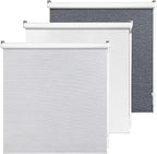 ALLBRIGHT 100% Blackout Roller Blinds Woven Shades with Striped Jacquard, Cordless Window Shades, UV Protection Fabric, Easy-Install for Indoor Home & Office, Grey, 23" W x 72" H