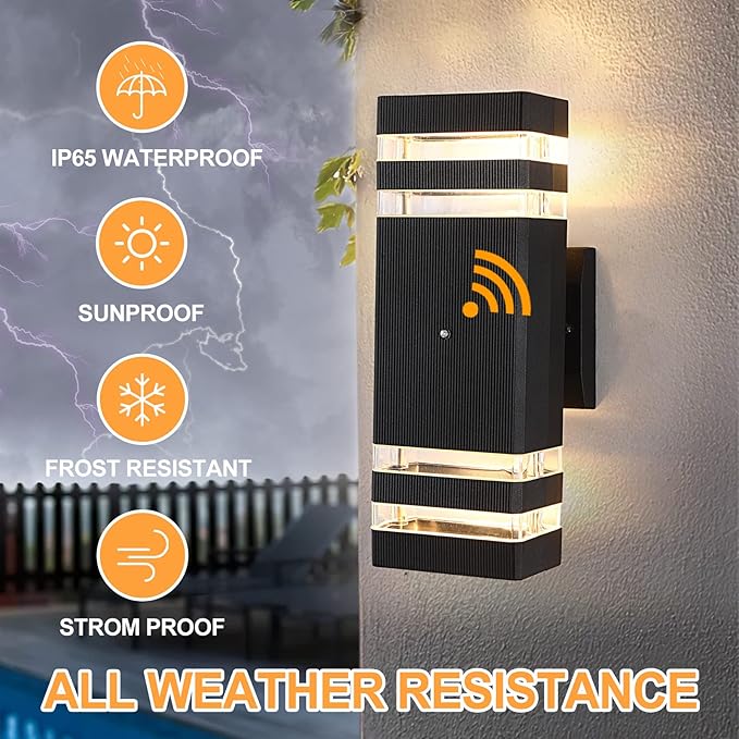 Dusk to Dawn Sensor Outdoor Wall Lights 4 Pack, Up and Down Lights Outdoor Wall Sconces, Aluminum Waterproof Outside Lights for House Porch Hallway Patio Garage