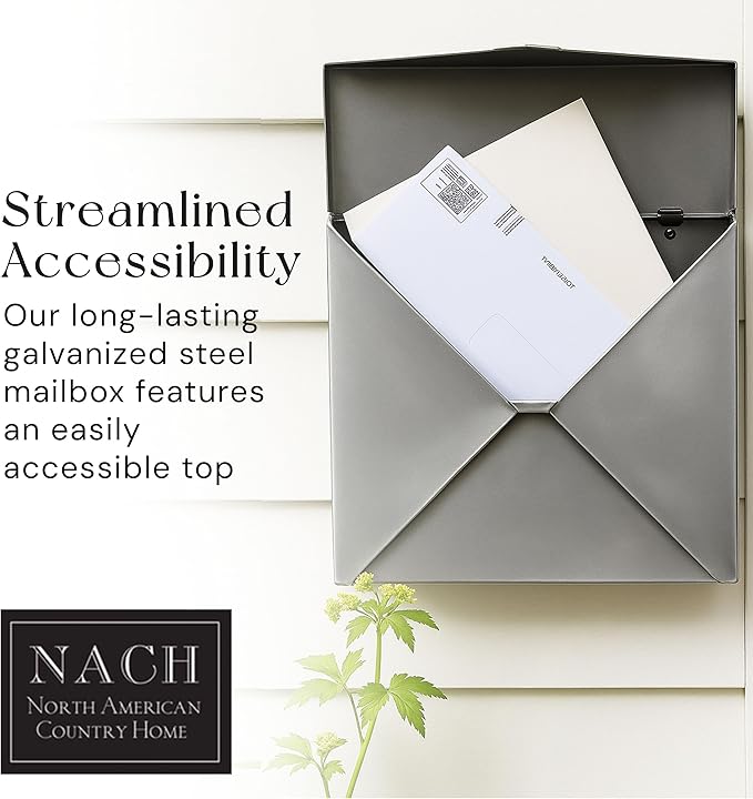 NACH Mailboxes for Outside Wall Mount, 10 x 10 x 4 inch Silver Mail Boxes for House Outside, Waterproof Mailboxes for Outside - Chicago Style Mail Box