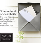 NACH Mailboxes for Outside Wall Mount, 10 x 10 x 4 inch Silver Mail Boxes for House Outside, Waterproof Mailboxes for Outside - Chicago Style Mail Box