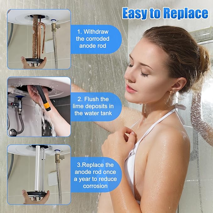 Saillong 4 Pieces RV Water Heater Elements Include 1 Anode Rod 1 Electric Heater Element 1 Dual Hex Wrench and 1 Tape Replacement Kit Compatible with Suburban RV Parts