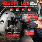 3/4" Cordless Impact Wrench Compatible with Milwaukee 18V Battery: 1850FT-LBS(2500N.m) High Torque Impact Driver, Auto-Stop Reverse, 4-Speed Heavy Duty Impact for Car/Truck/Mower(Bare Tool)
