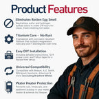 2 Pack Powered Anode Rod for Hot Water Heater (40-90 Gallon), 25-Year Warranty, Eliminates Rotten Egg & Sulfur Smell in 24 Hours, Stops Corrosion, Fast Installation, Titanium Built, Universal Fit